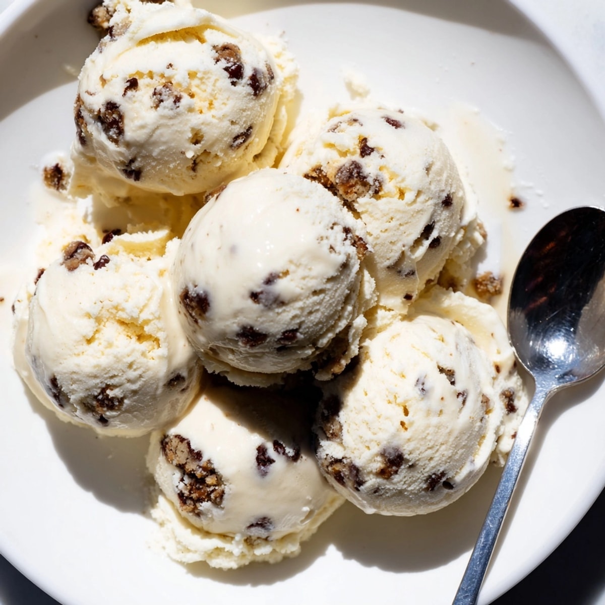 Blended Cottage Cheese Ice Cream with Cookie Dough features dollops of edible cookie dough folded in.