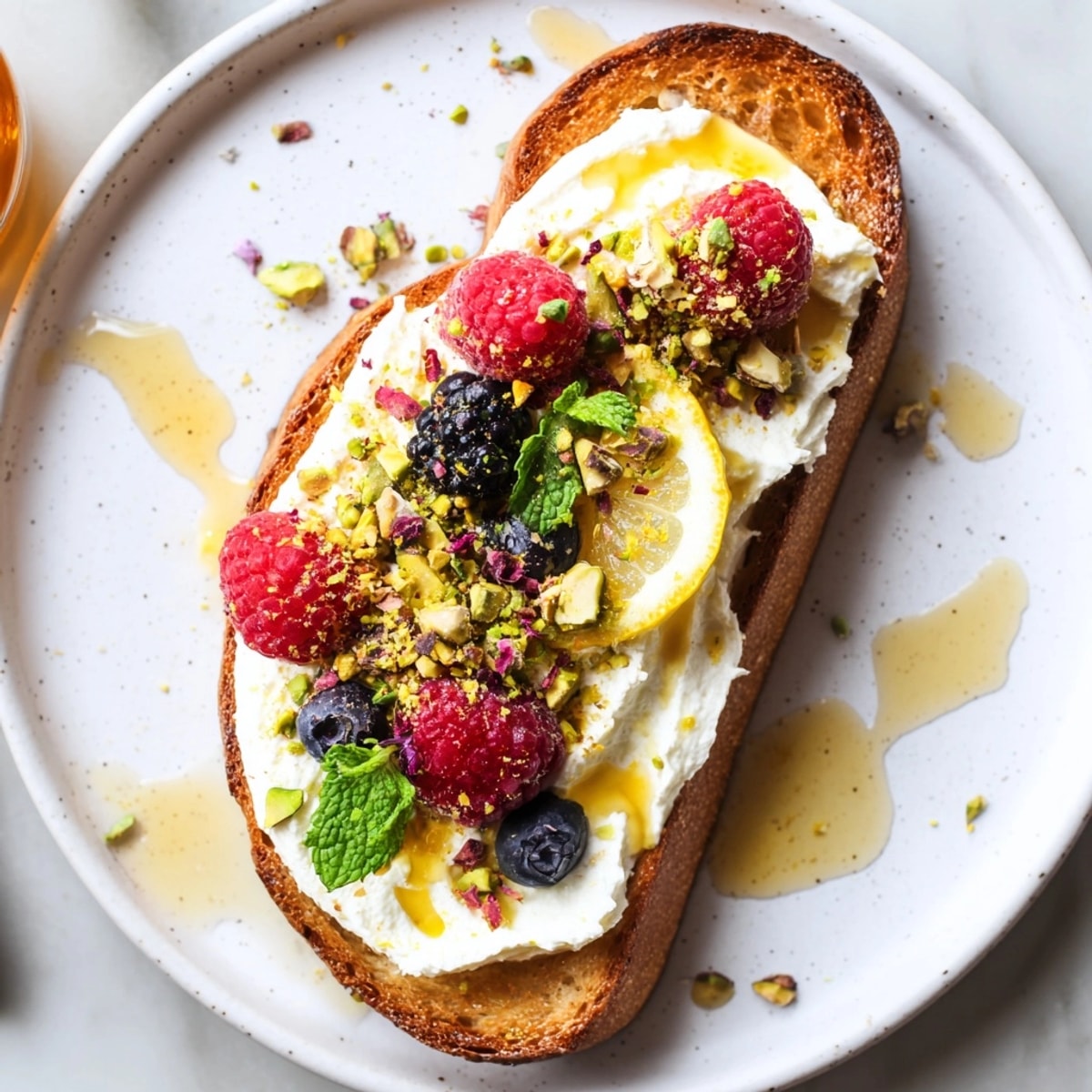 Easy Whipped Honey Ricotta Toast: creamy ricotta spread atop crunchy bread with lemon zest.