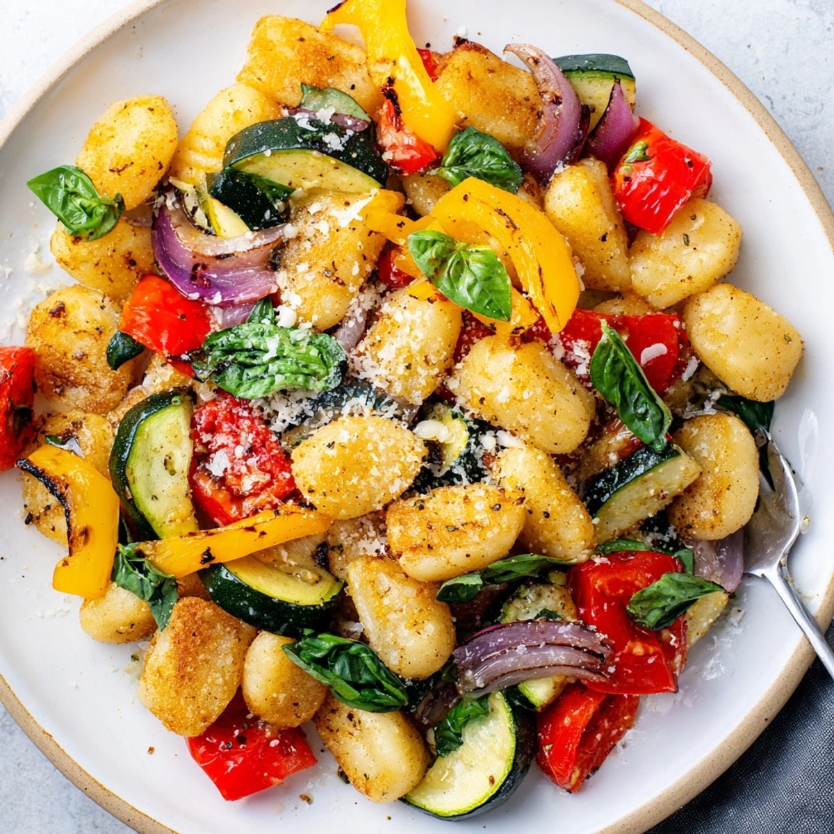 Savory Sheet Pan Gnocchi Recipe offers easy one-pan cooking, with potato pasta, peppers, and spinach.