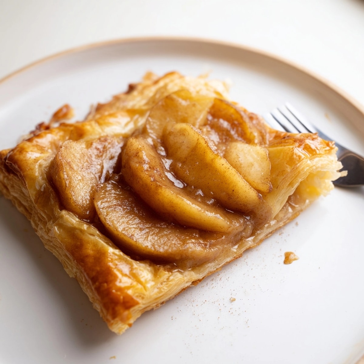 Crispy Upside Down Puff Pastry, showcasing glazed apples – a warm, easy-to-make treat.