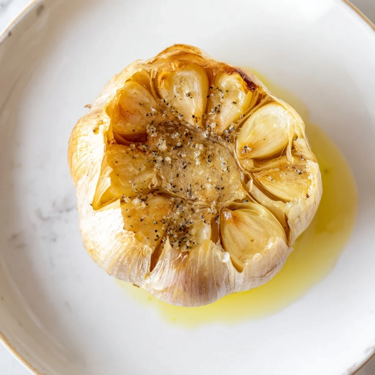 Fragrant, golden-brown roasted garlic ready to be squeezed and spread, a delicious condiment.