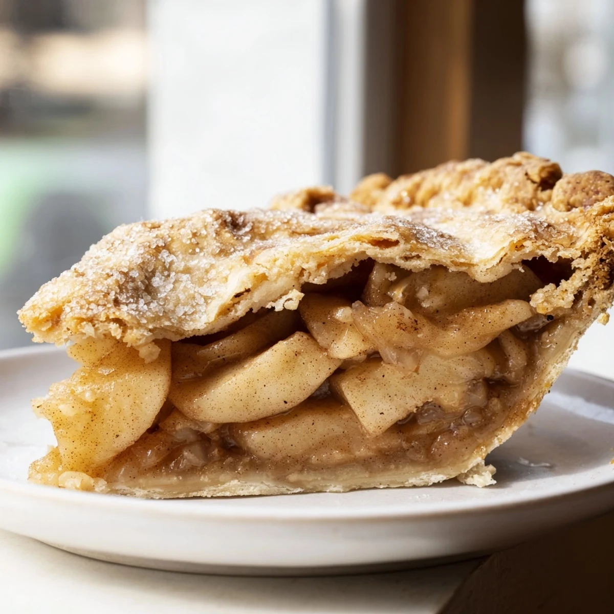 Golden-crusted Spiced Apple Pie brimming with cinnamon-infused apples, perfect for dessert tonight.