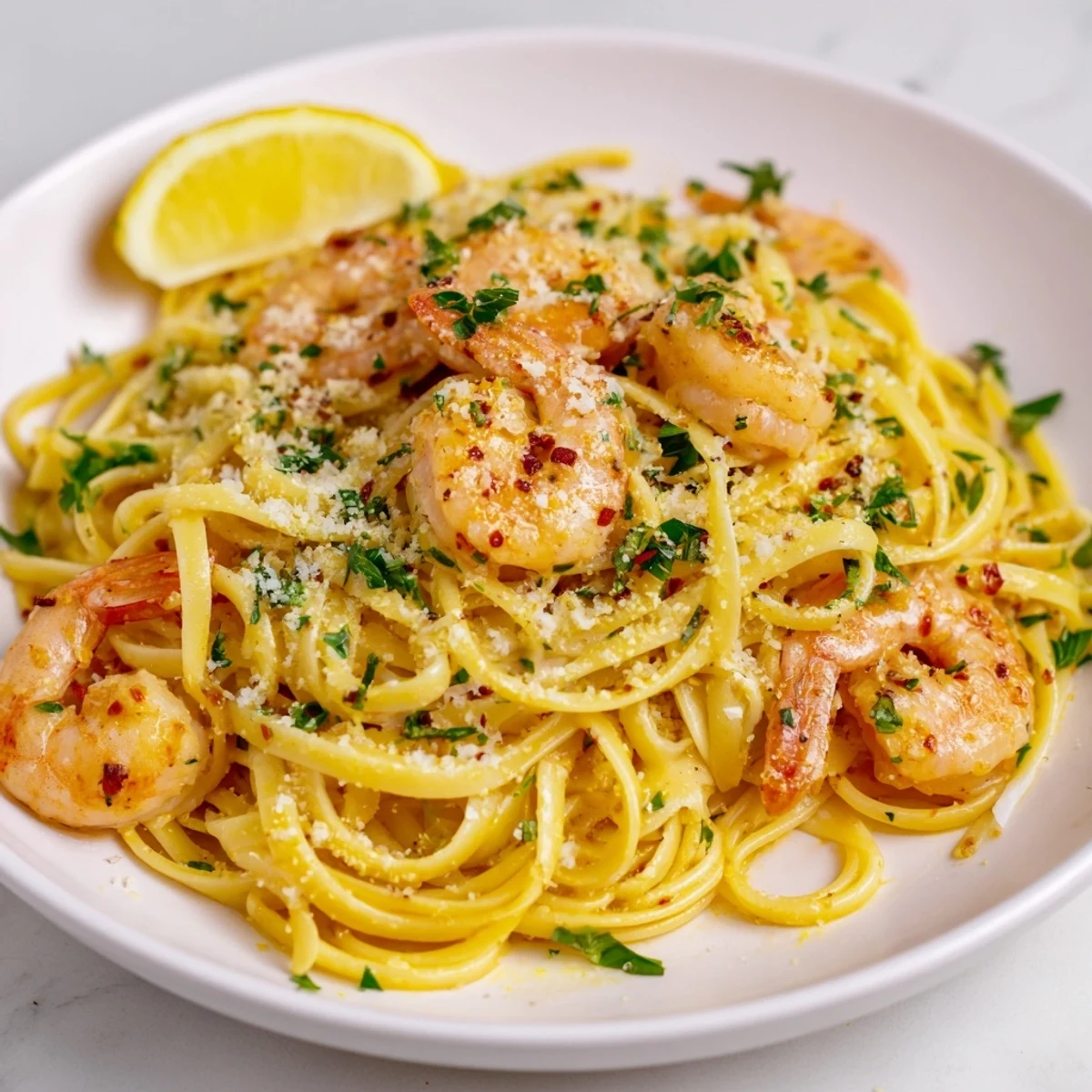 Lemon Garlic Shrimp Pasta