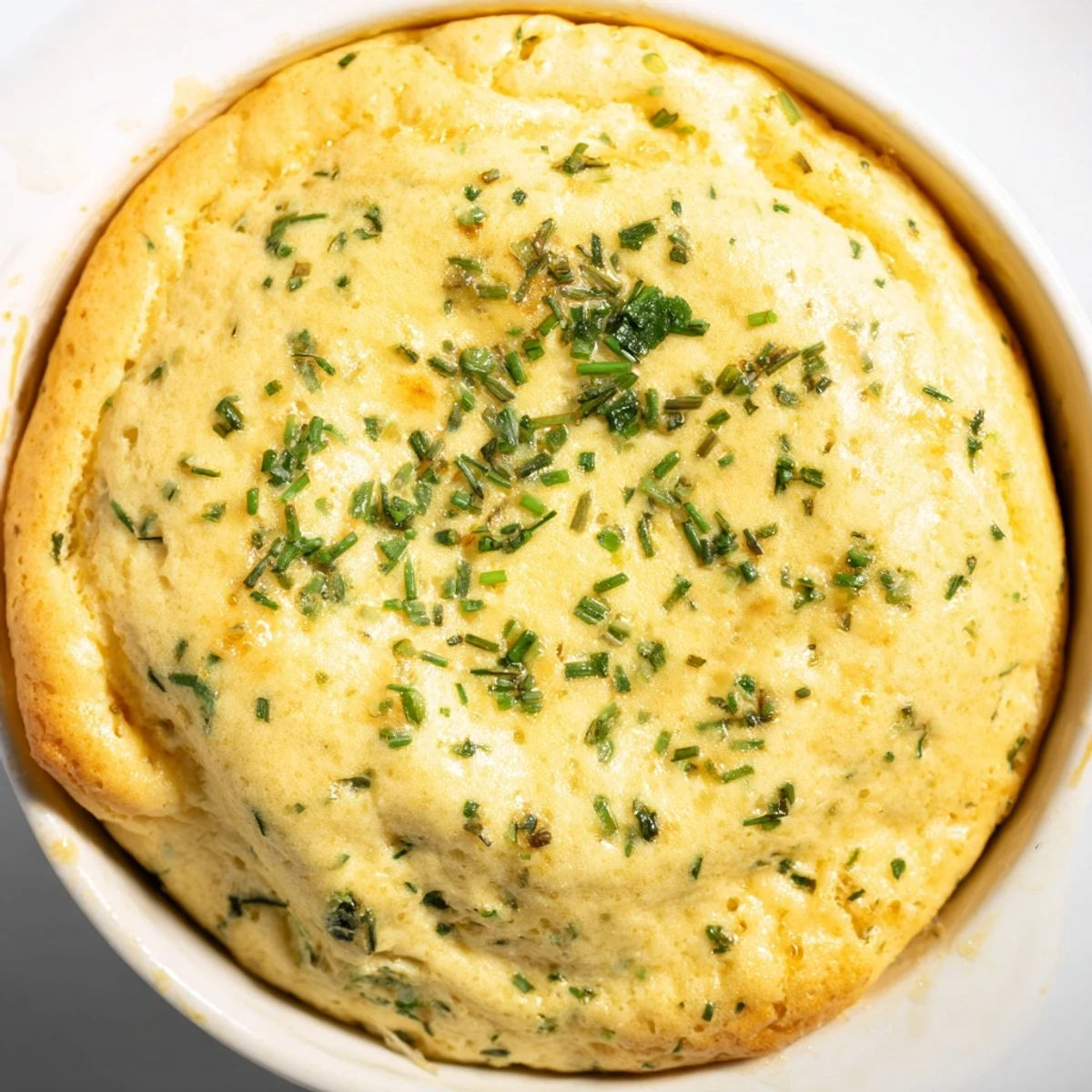Melting cheese embraces fluffy textures in this beautiful Savory Cheese and Herb Soufflé, a vegetarian delight.