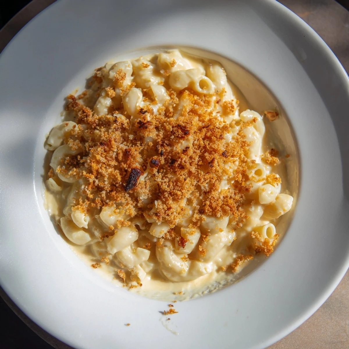 Golden-brown Butternut Mac and Cheese bubbly in a baking dish, ready to serve with a cheesy topping.