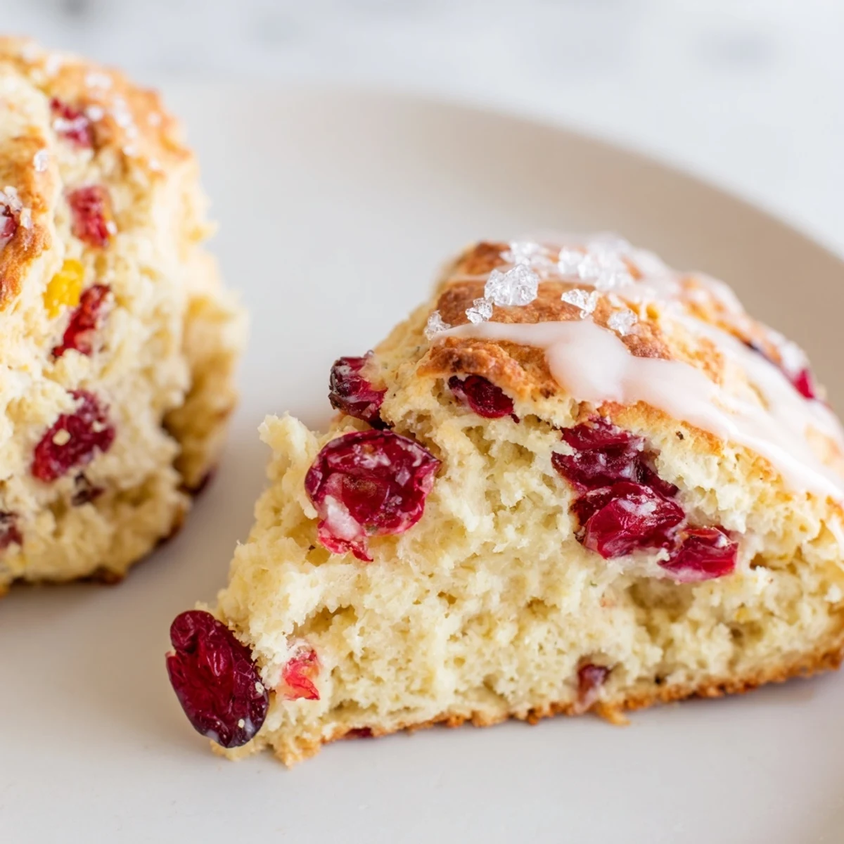 Freshly baked cranberry scones, with visible juicy cranberries, perfect for a cozy brunch.