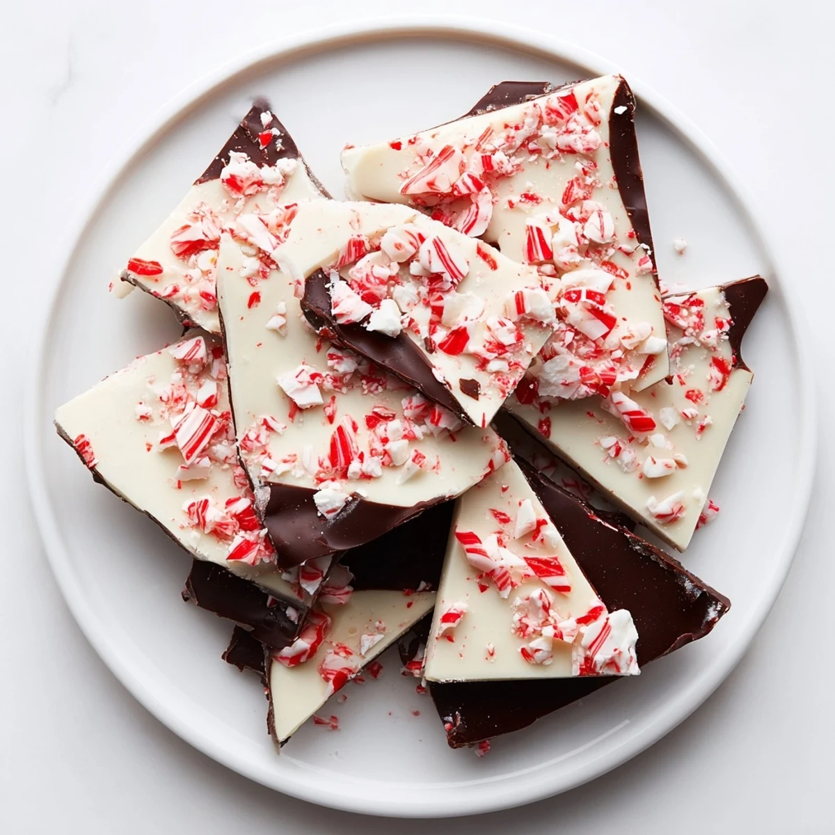 Close-up view of festive Peppermint Bark Pieces, a delicious treat perfect for holiday sharing.