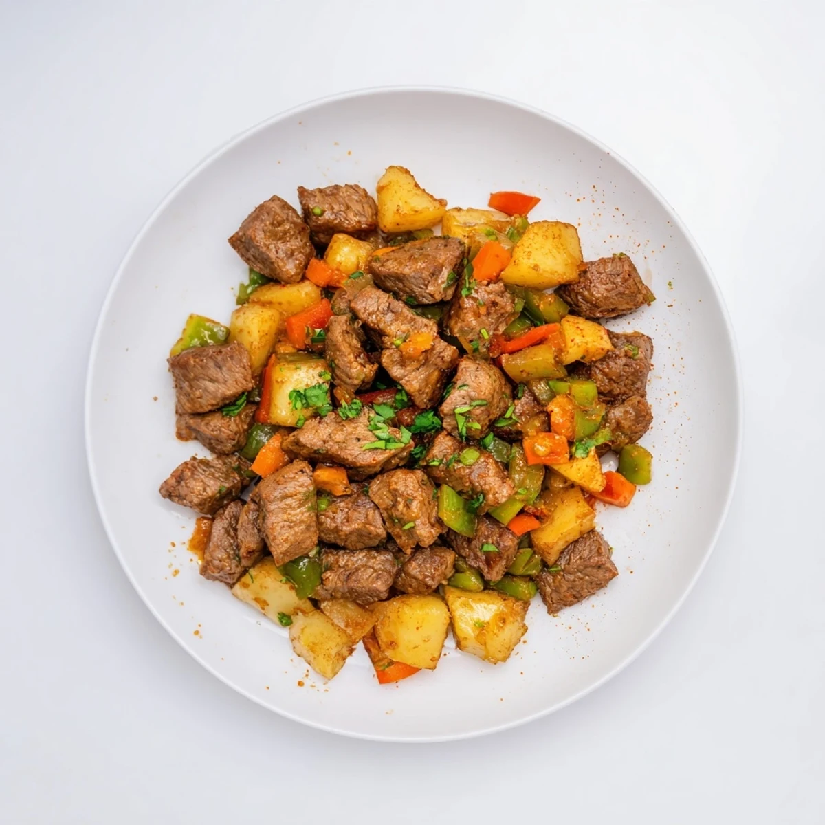 Golden-brown beef hash with tender vegetables, a savory and satisfying one-pan meal.