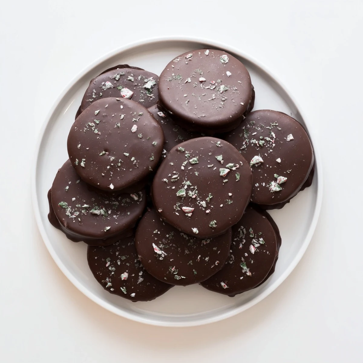 Cool, creamy peppermint cream chocolates, perfect for sharing, displayed on a parchment-lined baking sheet.