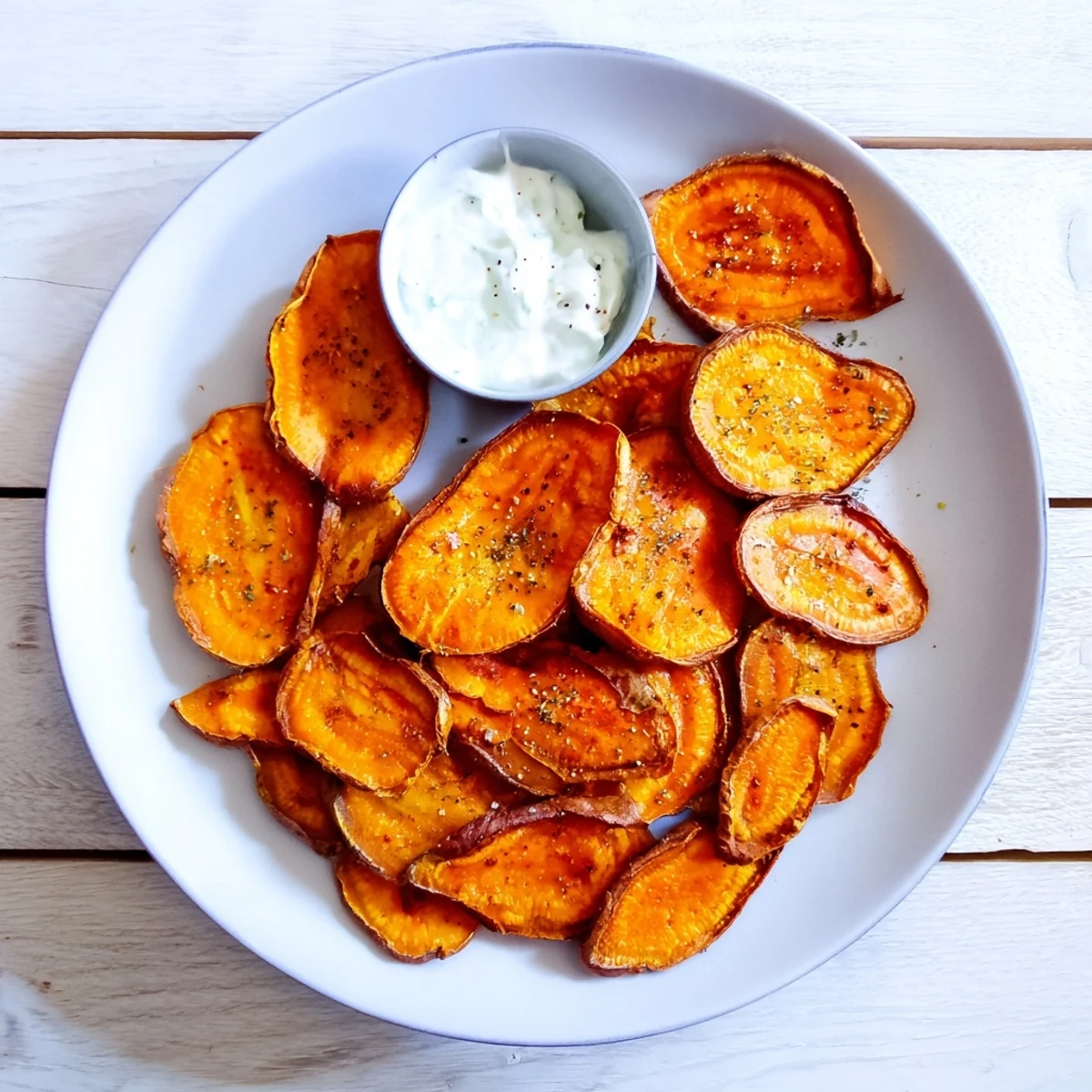 Crispy-edged Roasted Sweet Potato Wedges served with cool and tangy yogurt dip; a delicious side.