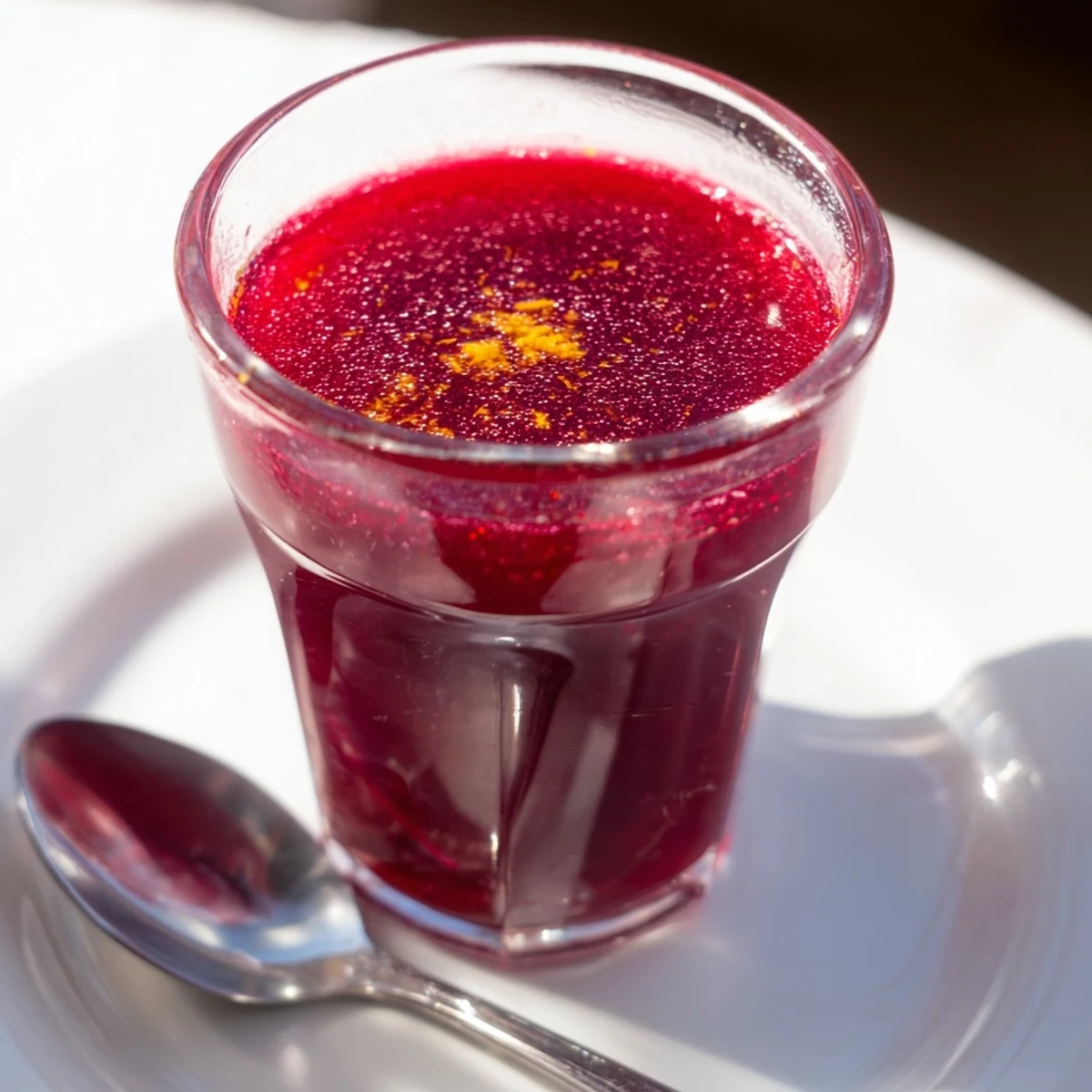 Fresh, homemade vibrant cranberry juice, ruby red in a glass, ready to be enjoyed.