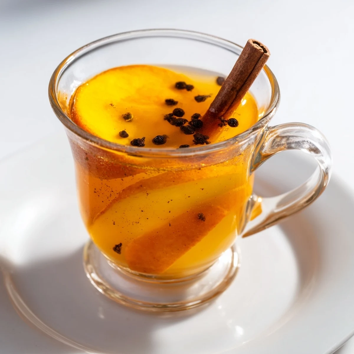 Steaming mug overflowing with Spiced Hot Apple Cider, fragrant with cloves and cinnamon.