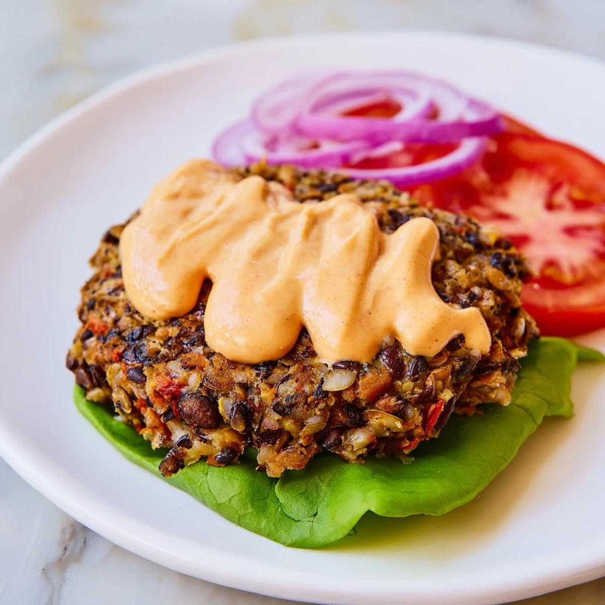 Plant-based Vegan Black Bean Burger with vibrant veggies, perfect for a flavorful, easy dinner.