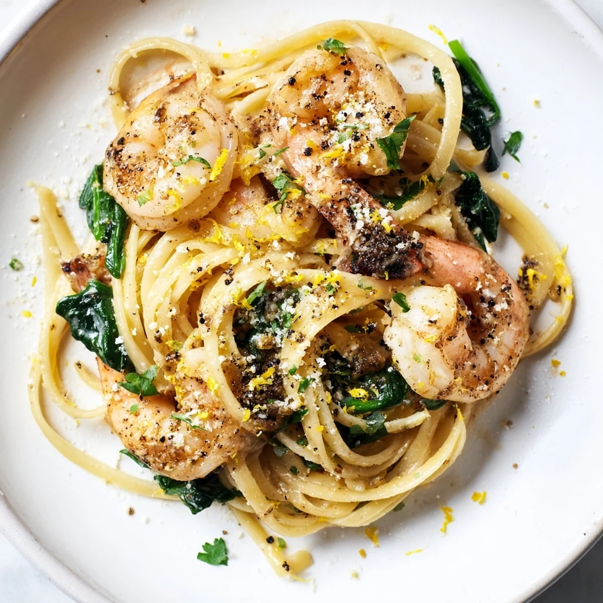 Sizzling shrimp mingle with garlic, herbs and lemons in this delicious Lemon Garlic Shrimp Pasta.