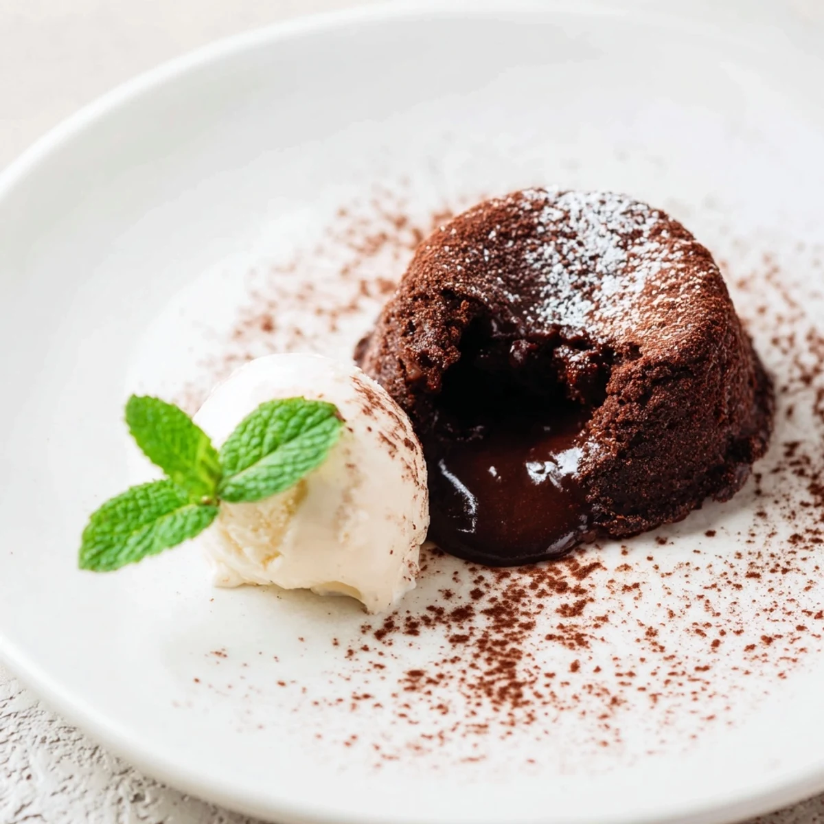 Chocolate lava cakes vanilla ice cream