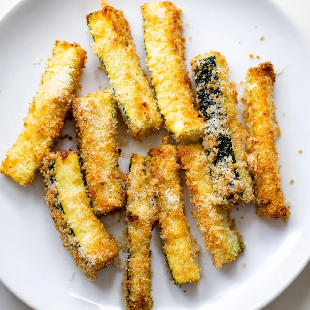 Golden, crispy zucchini fries fresh from the oven, ideal served with a warm marinara.