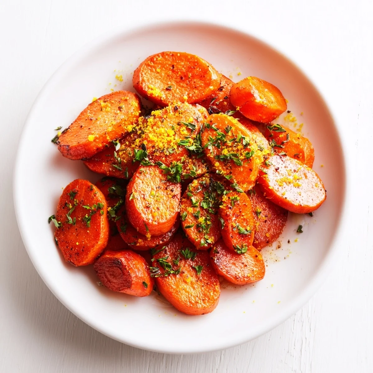 Golden, caramelized roasted carrots, tender and delicious, ready to serve as a side.