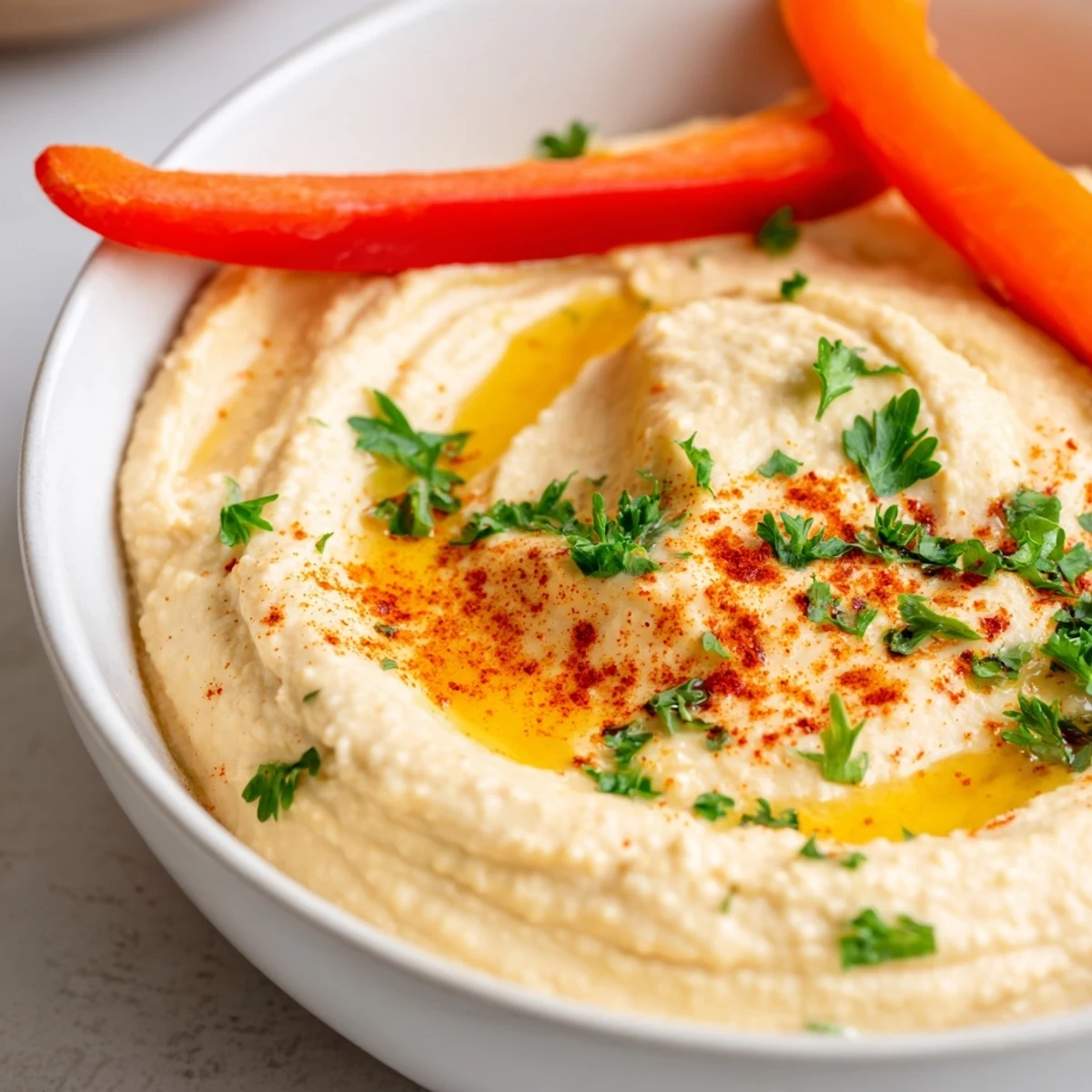 Colorful vegetable sticks surround a bowl of Classic Hummus with Vegetable Sticks, ready for healthy snacking.