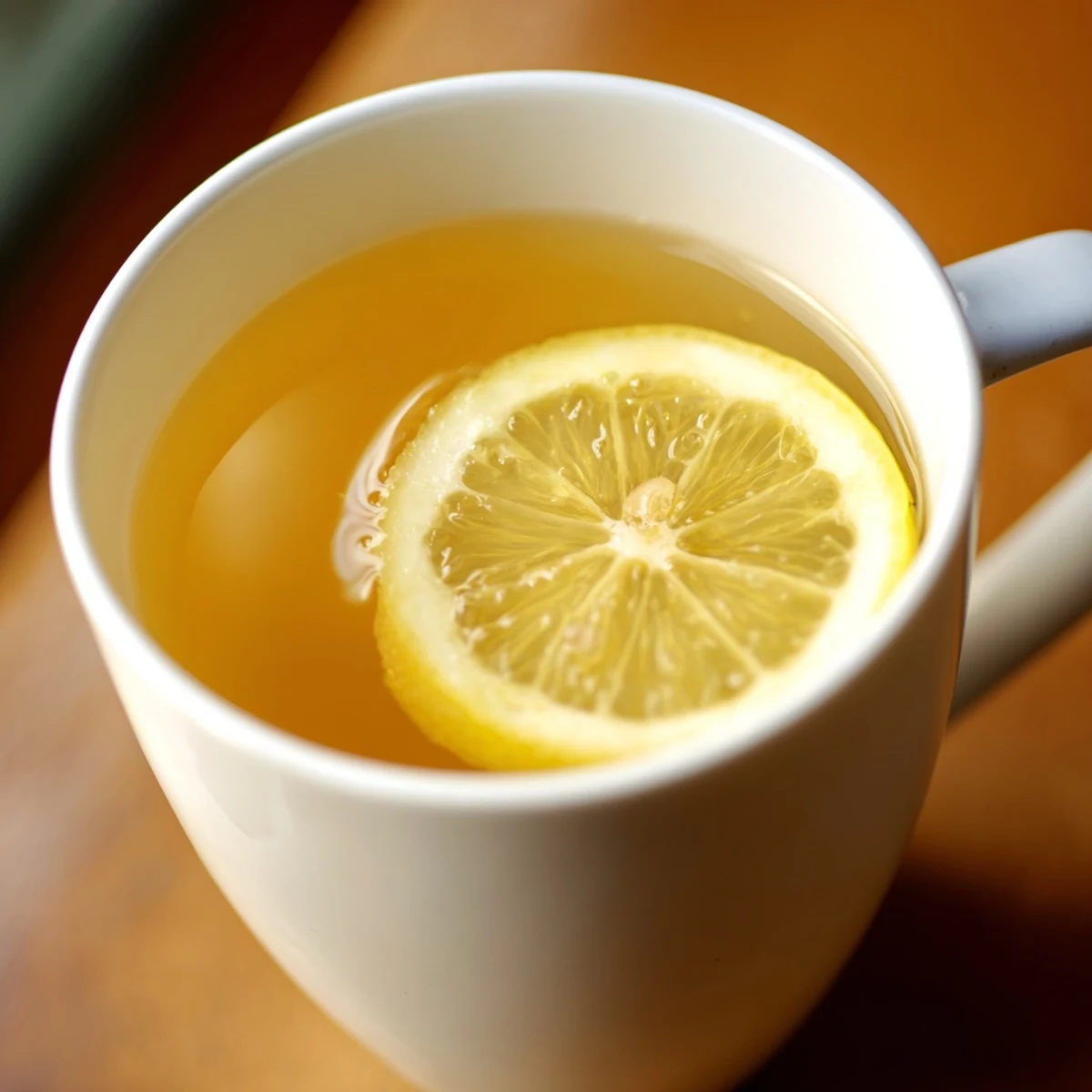 Frosted glass mug of Peppermint Leaf Tea, fresh green leaves swirling in hot water, ideal for a soothing afternoon break.