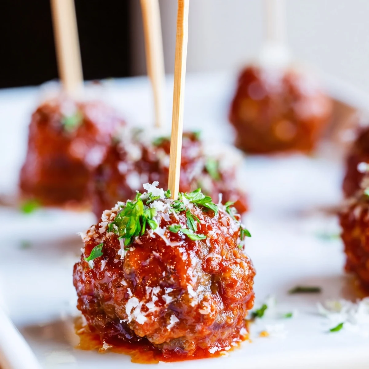 Savory mini meatballs baked to perfection and served warm with toothpicks for easy party sharing.