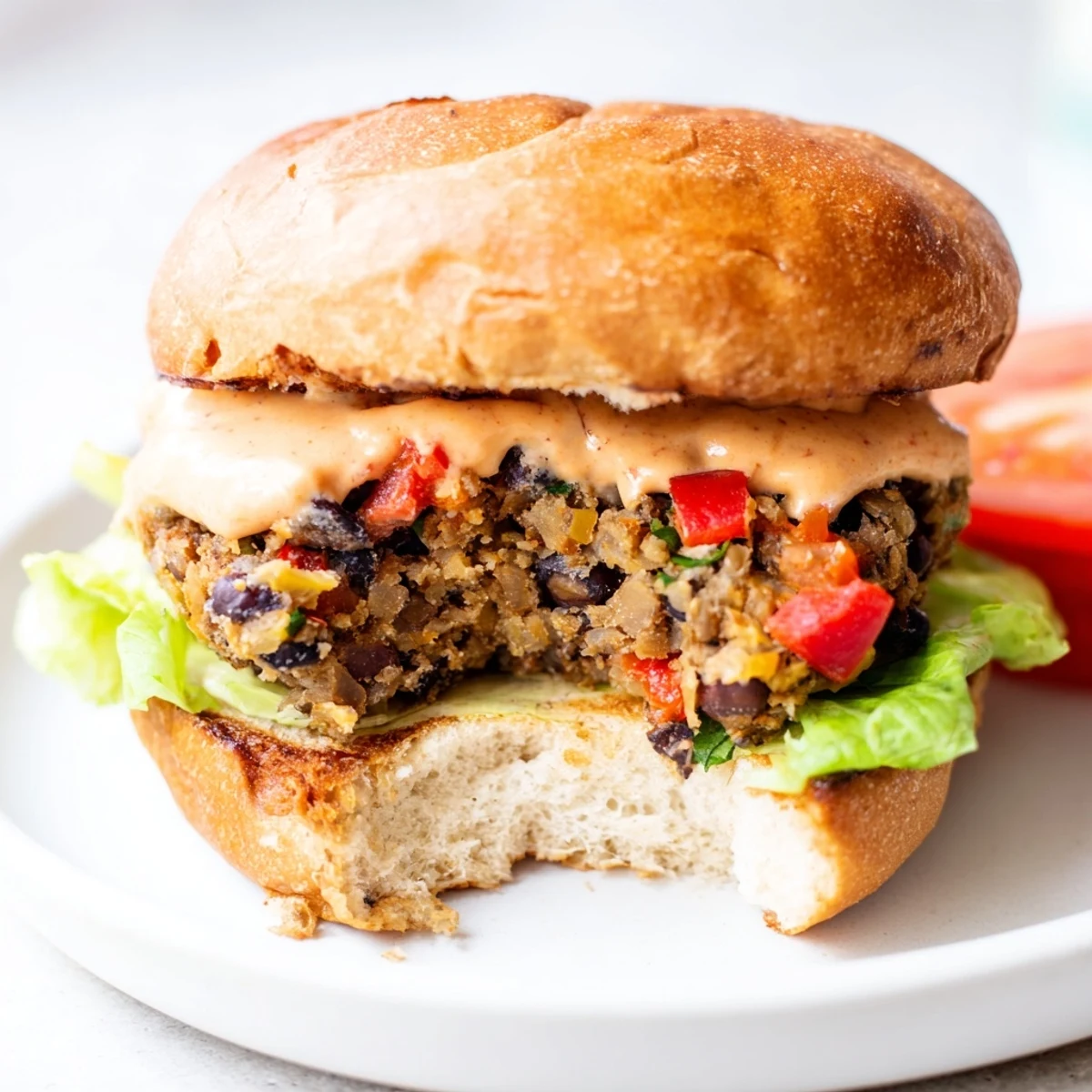 Golden-brown Vegan Black Bean Burger patties sizzling in a skillet, ready for sandwich assembly.