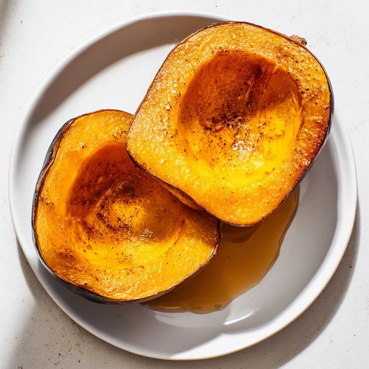 Roasted Squash with Brown Sugar Butter garnished with pecans, ready to serve alongside a main dish.