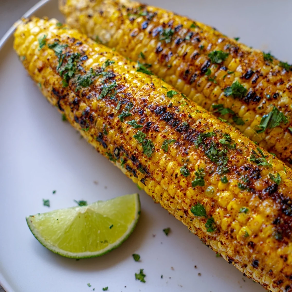 Grilled Cajun Spiced Grilled Corn on the Cob rests beside a small bowl of spicy butter, perfect for summer BBQs and family dinners.