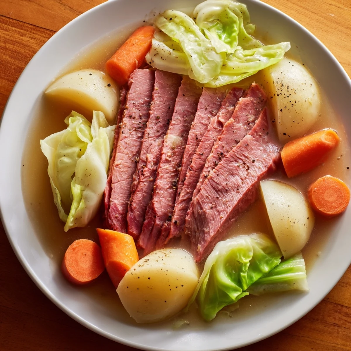 Perfectly tender St. Patrick’s Day Halal Corned Beef, sliced and served with soft cabbage, carrots, and potatoes.