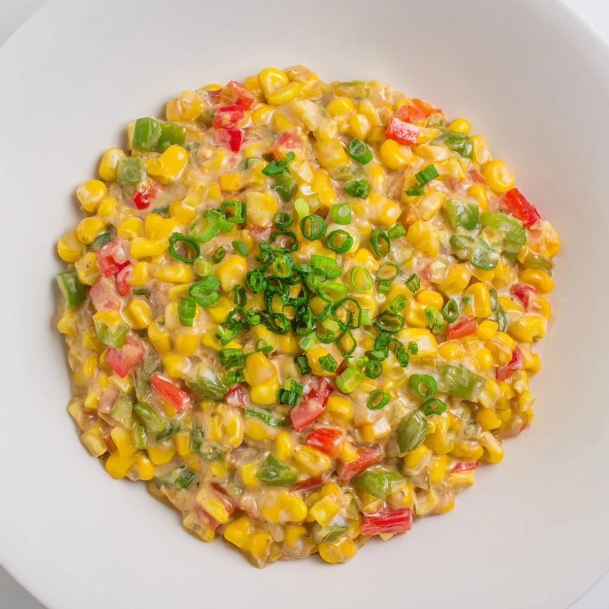Hearty Creole Corn Maque Choux served warm in a rustic bowl, garnished with fresh parsley and vibrant diced tomatoes for a comforting Southern meal.