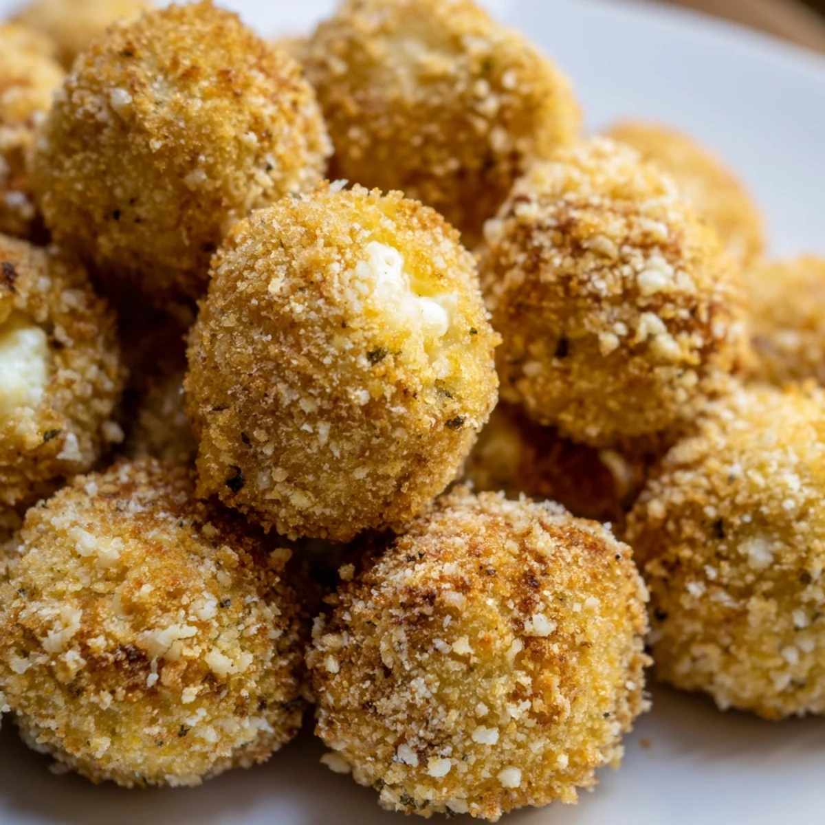 These golden Crispy Cottage Cheese Treats look crunchy, served warm with marinara sauce.