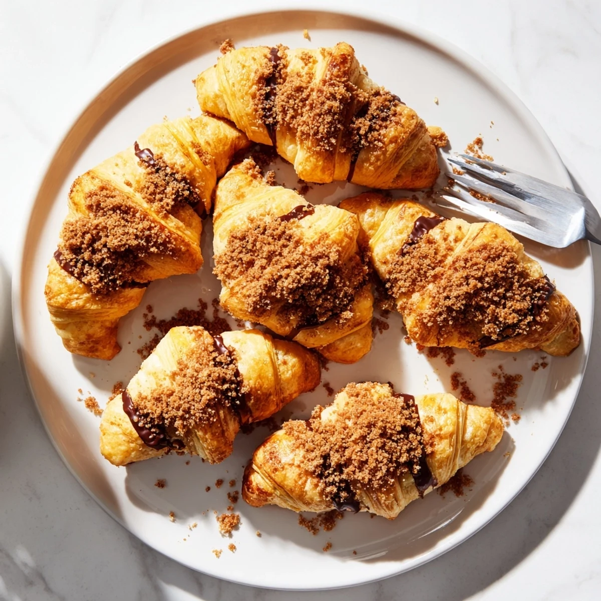 Close-up of Smores Crescent Rolls showing the sweet, sticky interior and crispy graham topping, perfect for a quick American dessert.