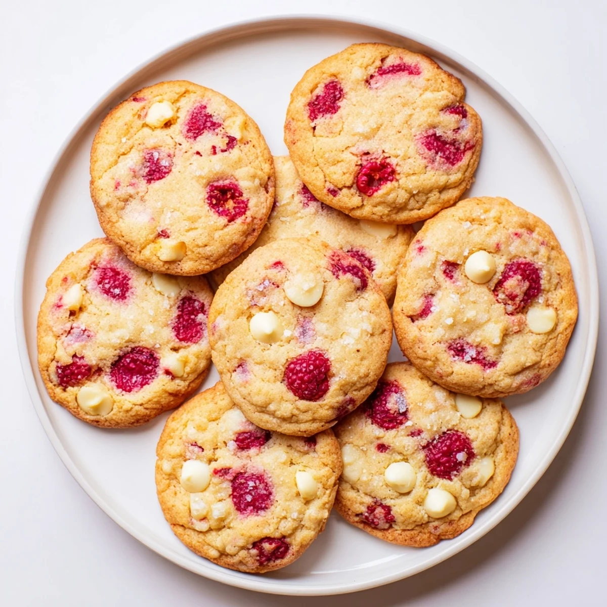 Delicate Lemon Raspberry Cookies served with iced tea, showing golden edges and juicy berry pockets.