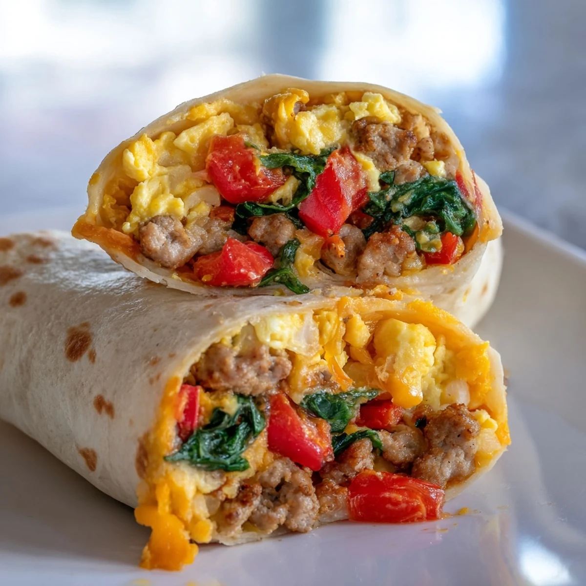 Golden make-ahead breakfast burritos wrapped in foil with eggs, cheese, and sausage ready for freezing