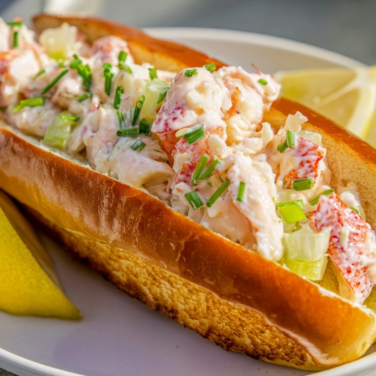 Rich and tender garlic butter lobster rolls overflowing with a creamy seafood filling in a toasted bun