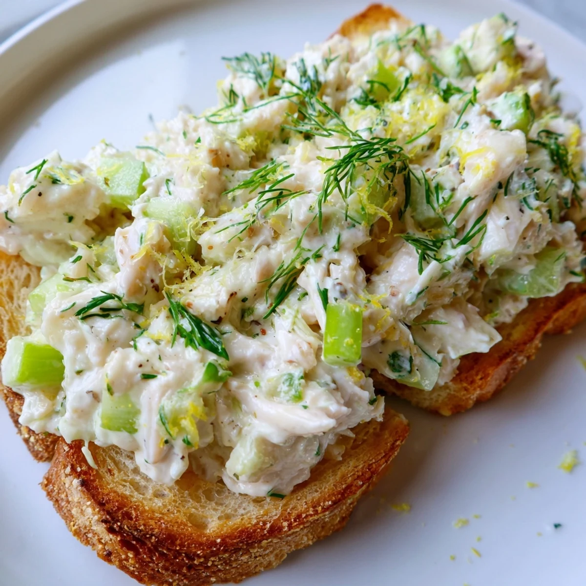 Crispy crab toast appetizer topped with lump crab meat and garnished with chives