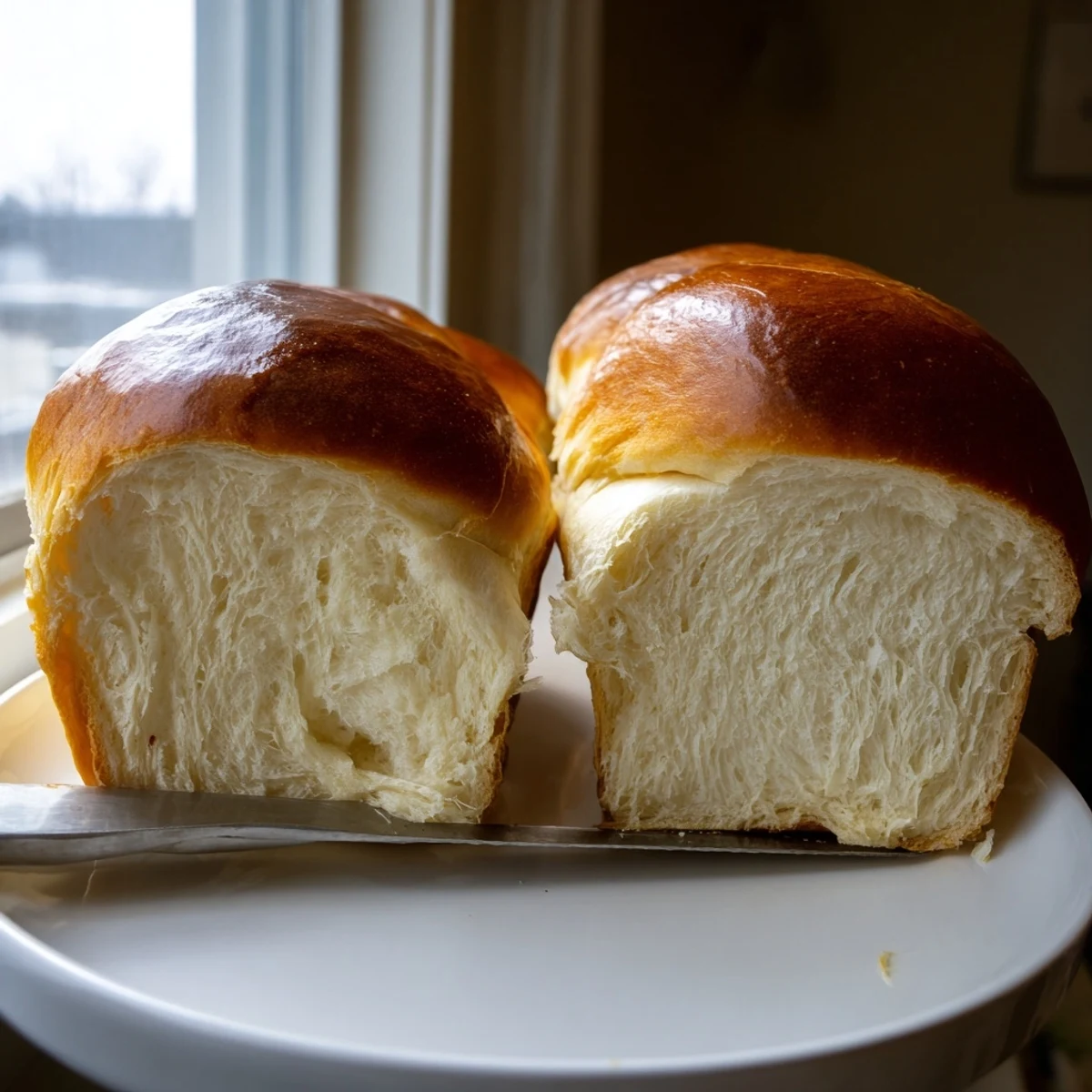 Freshly baked homemade Amish white bread with golden brown crust cooling on wire rack