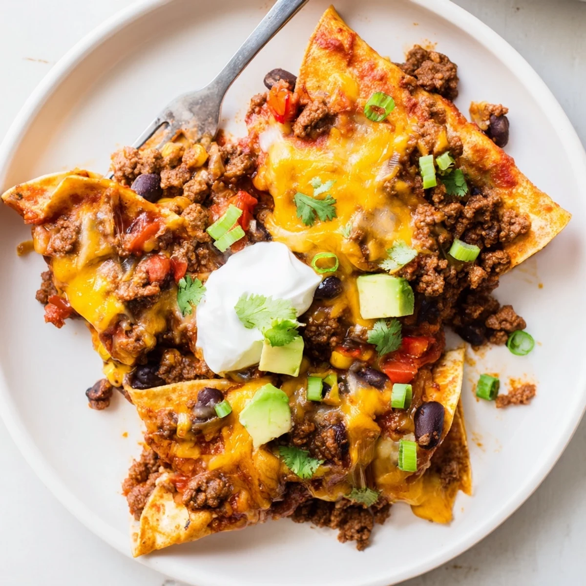 Beef Skillet Enchiladas bubbling in cast-iron skillet with melted cheesy top