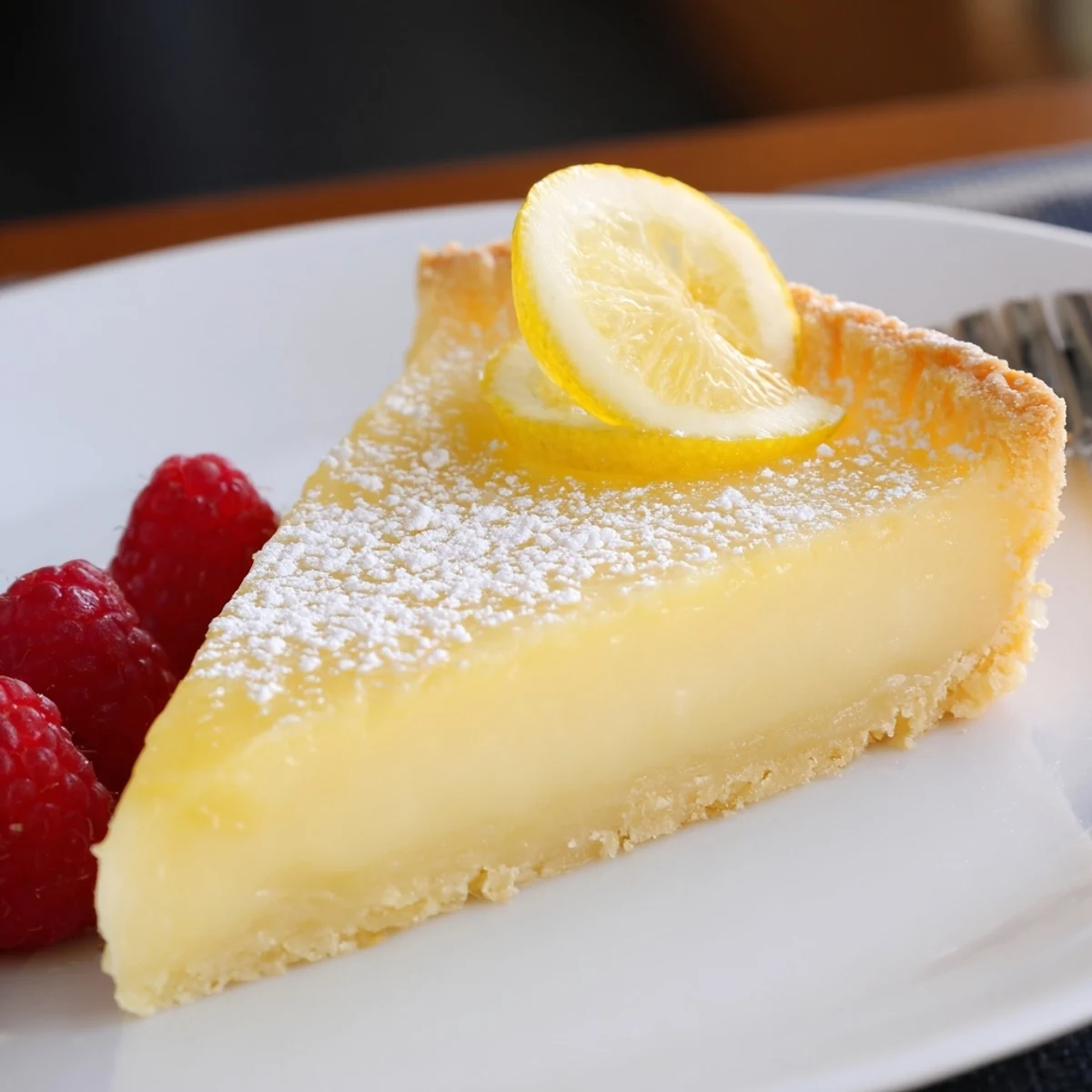 Serve chilled Creamy Lemon Tart topped with fresh berries for bright contrast