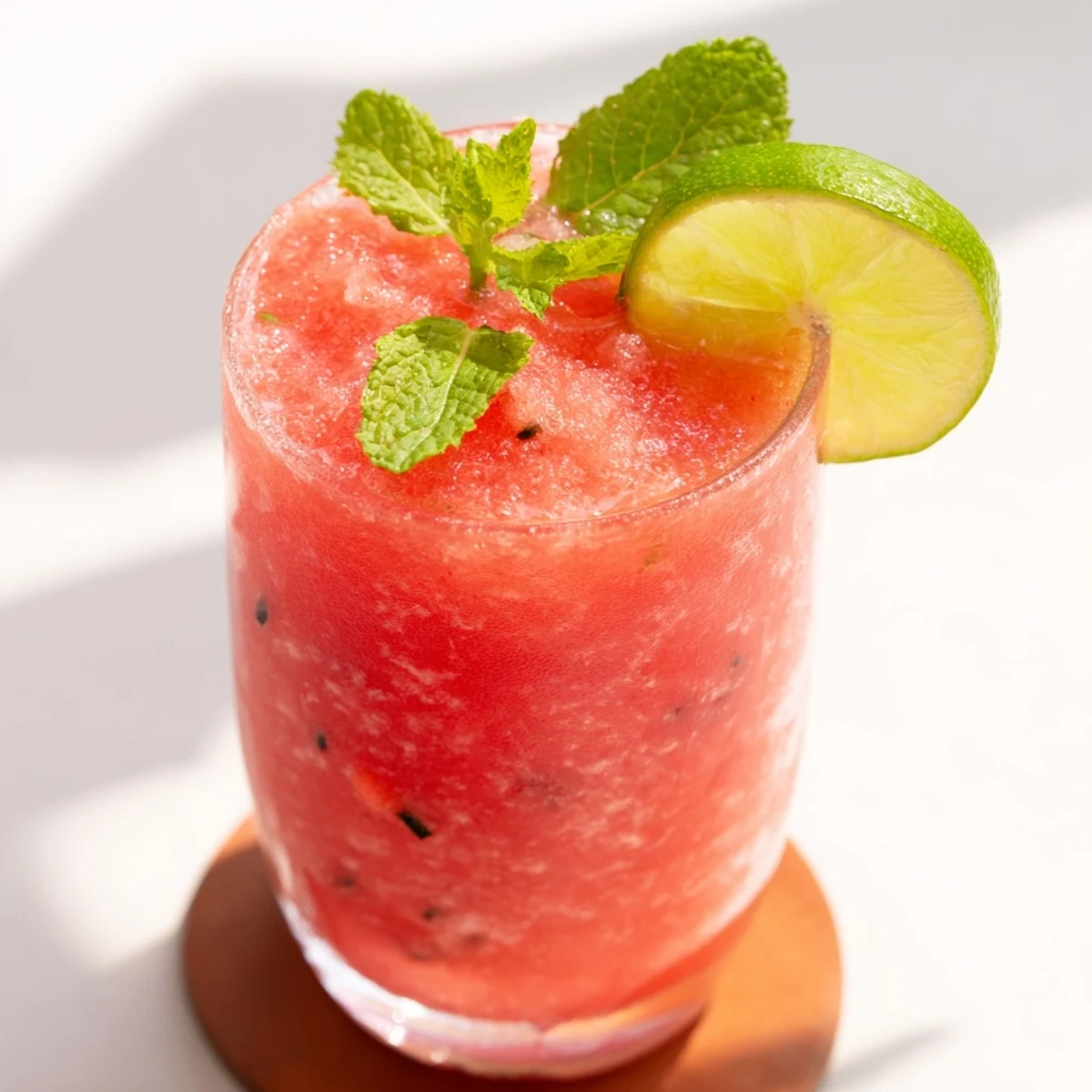 Creamy Coconut Lime Watermelon Slushie blending frozen watermelon with zesty citrus for summer refreshment