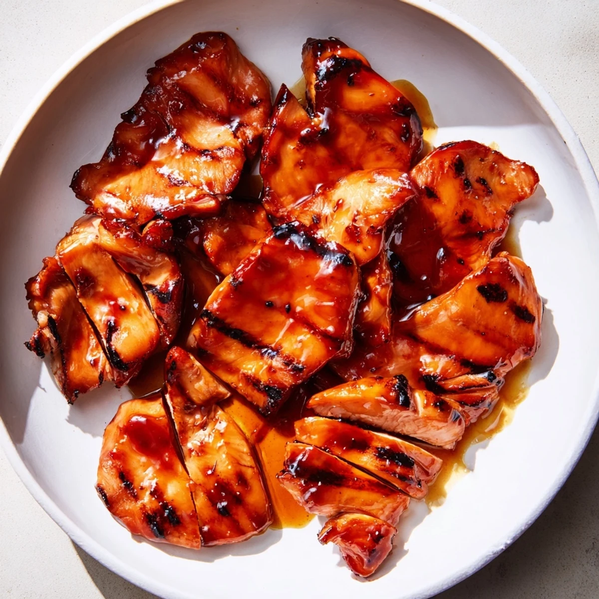 Glistening Char Siu chicken thighs grilled to sticky caramelized perfection with sweet honey glaze
