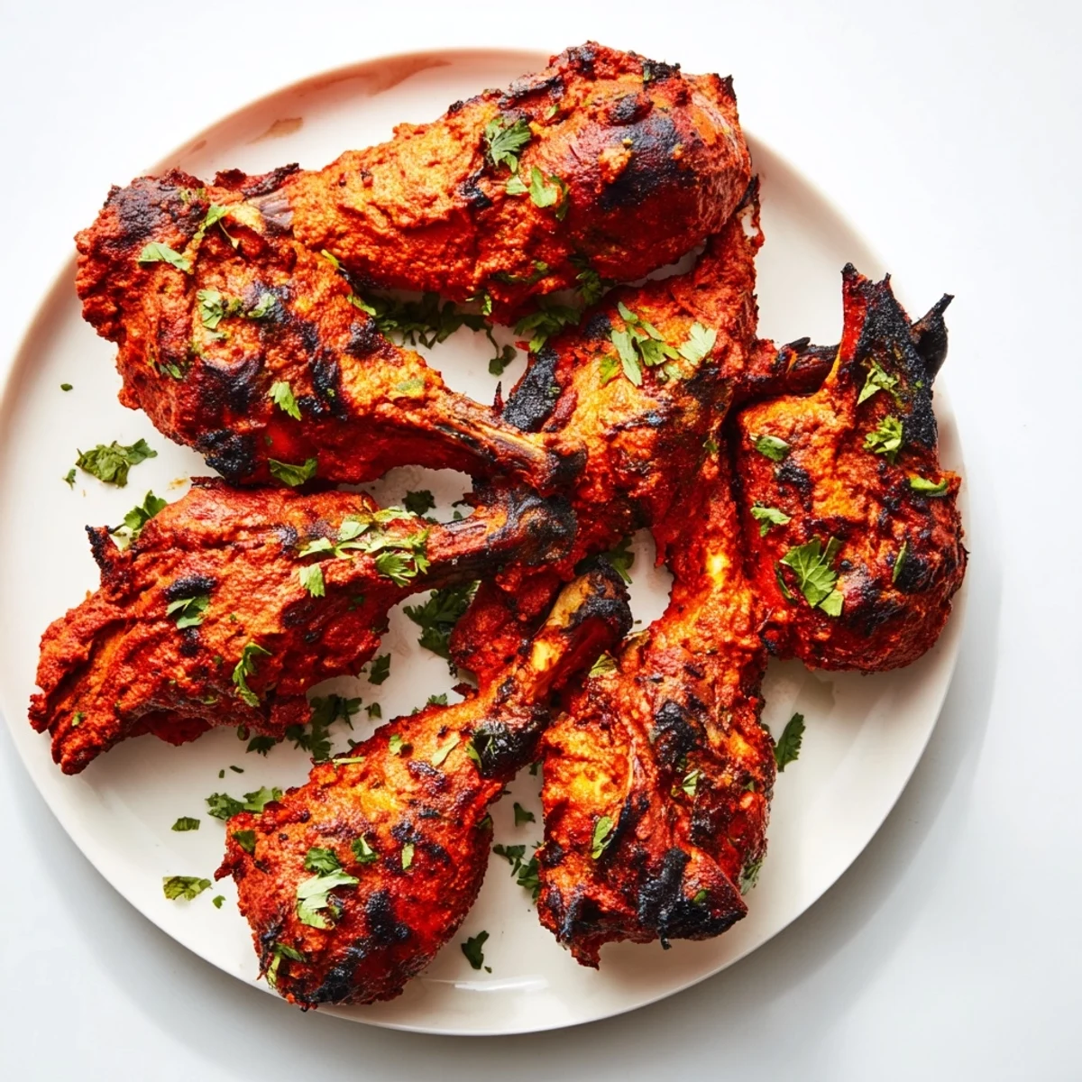 Tender yogurt-marinated Tandoori Chicken roasted to smoky perfection on a serving platter
