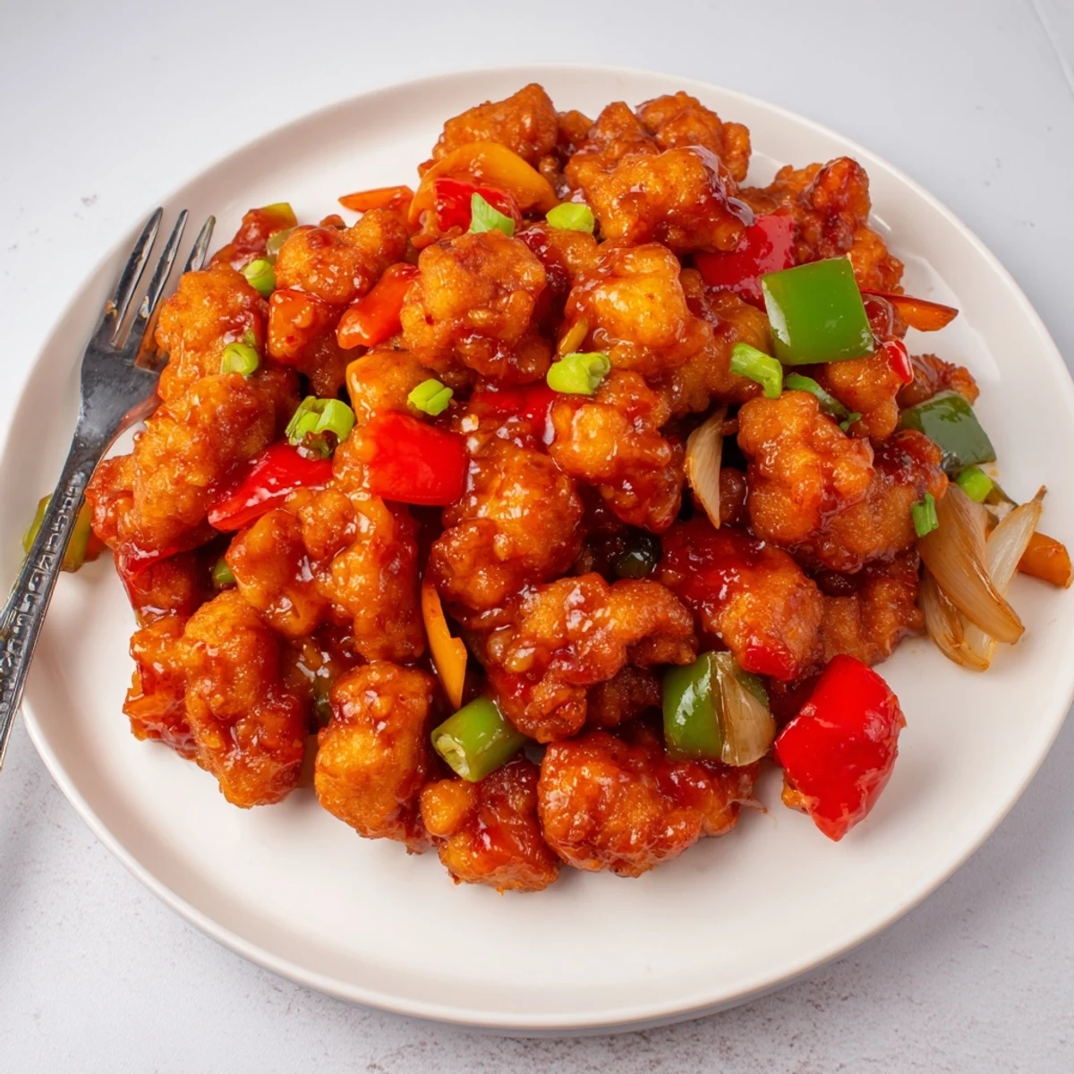 Flavorful Chilli Chicken Indo Chinese served hot over fragrant jasmine rice