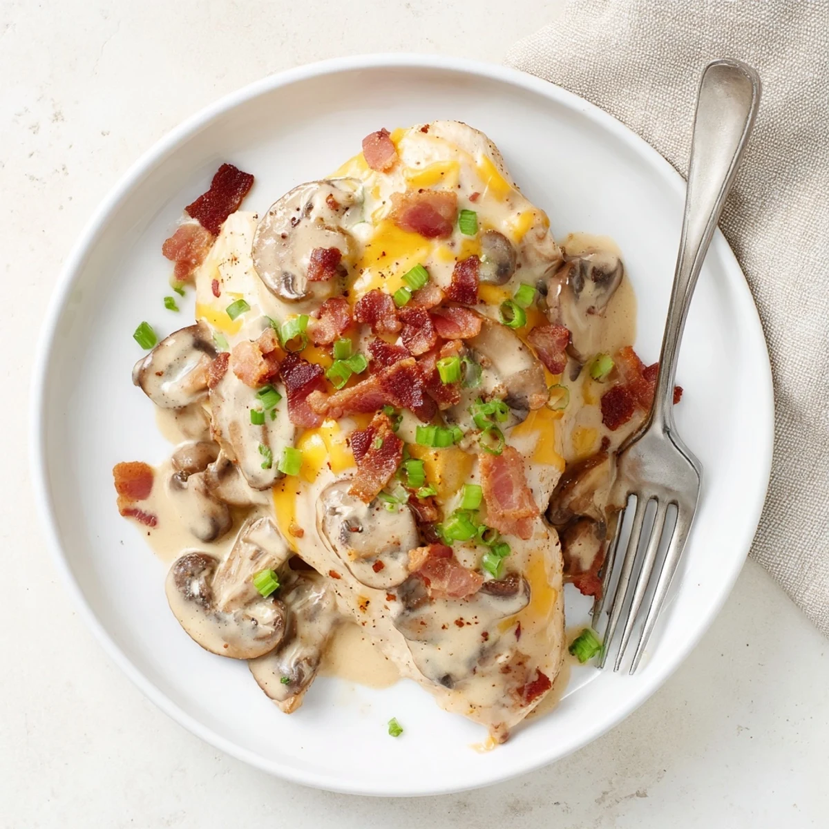 Oven-baked Mississippi Mud Chicken nestled in smoky cream sauce, garnished with parsley