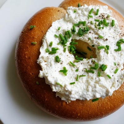 Warm Protein Bagels with Cottage Cheese showcase a chewy texture, served alongside a small bowl of extra cottage cheese and cracked black pepper.
